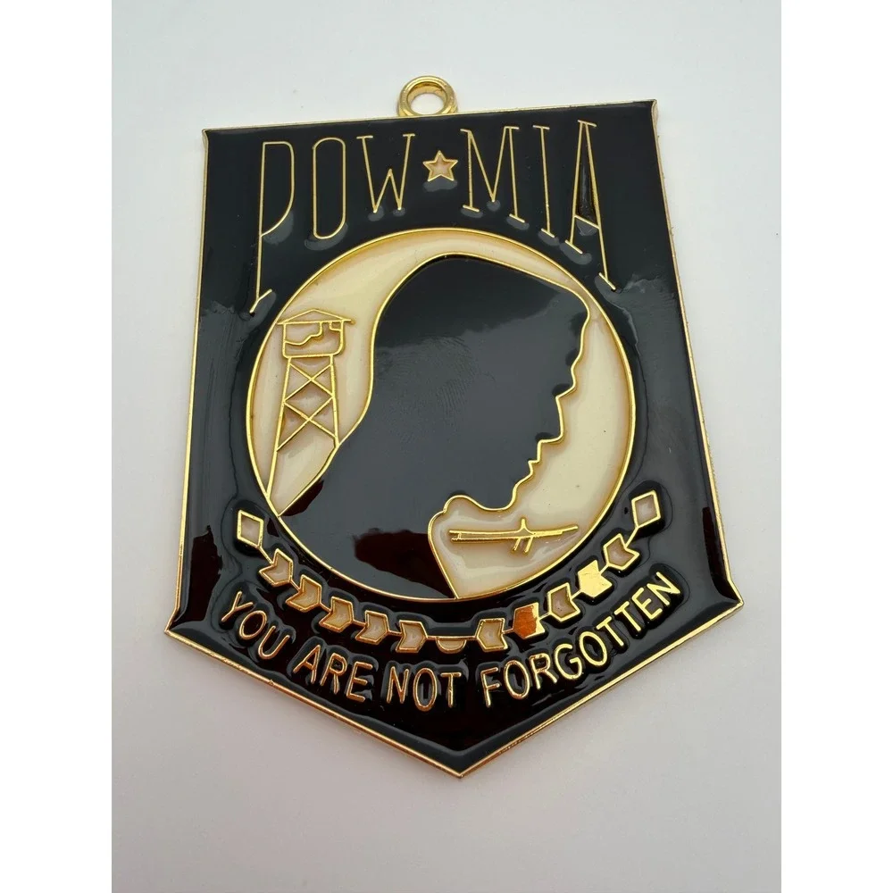 POW MIA You Are Not‎ Forgotten Christmas Ornament Gold Enamel Military Tribute